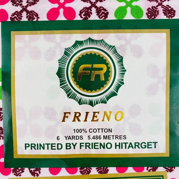 Hitarget Wax Block Print Cotton Fabric 6‎ Yards Floral Blue Pink Green Frieno - Picture 3 of 6